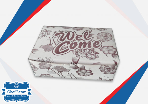 Large Recycled Paper Food Box 5 x 7 x 2.25 inches( one side printed) - chefbazarco