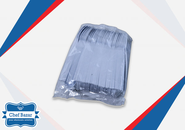 Pack of 100 Heavy-Duty White Plastic Table Spoons - chefbazarco