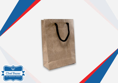 Food Delivery/Takeaway Kraft Paper Bag with String Handles 9 x 11.5 x 2.5 inches - chefbazarco