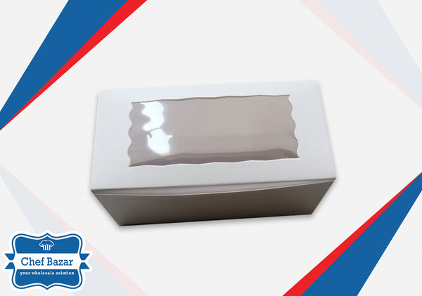 White Cardboard Box for Brownies/Desserts (Small) 6 x 3 x 3 inches - chefbazarco