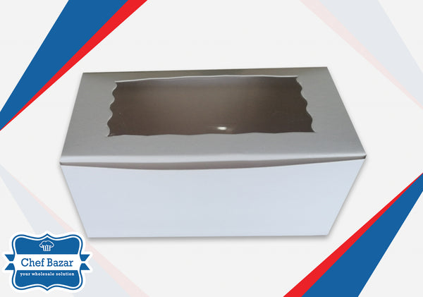 White Cardboard Box for Brownies/Desserts (Small) 6 x 3 x 3 inches - chefbazarco