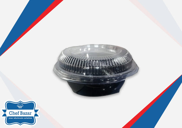Black Base Plastic Container Bowl with Lid - chefbazarco