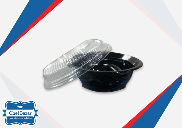 Black Base Plastic Container Bowl with Lid - chefbazarco