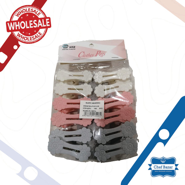 12 Pcs Fancy Cloth Hanging Pegs/Clips/Chutki - chefbazarco