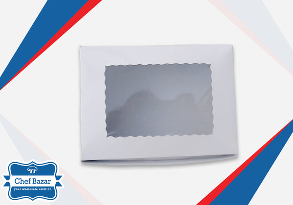 White Cardboard Box for Brownies/Desserts (Large) 9 x 6 x 3 inches - chefbazarco
