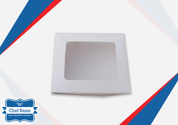 White Cardboard Box for Brownies/Desserts (Medium) 6 x 5 x 2.5 inches - chefbazarco