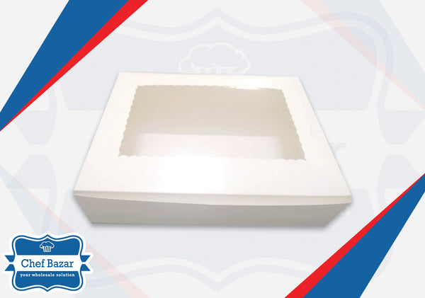 White Cardboard Box for Brownies/Desserts (Extra Large) 12 x 9 x 3 inches - chefbazarco
