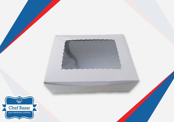 White Cardboard Box for Brownies/Desserts (Large) 9 x 6 x 3 inches - chefbazarco