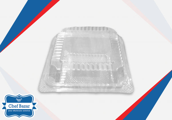 Clear Plastic Food/Dessert Box with Hinged Lid 8 x 8 x 4 inches - chefbazarco