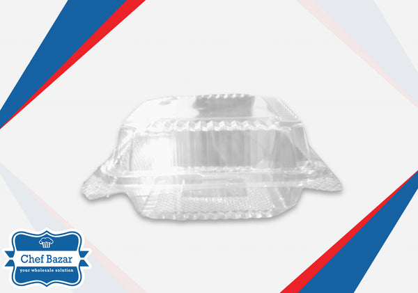 Clear Plastic Food/Dessert Box with Hinged Lid 8 x 8 x 4 inches - chefbazarco