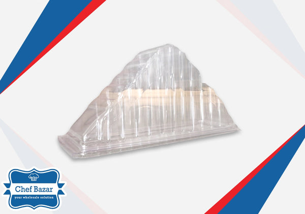 Pack of 10 Clear Plastic Sandwich Container with Hinged Lid - chefbazarco