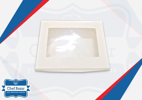 White Cardboard Box for Brownies/Desserts (Extra Large) 12 x 9 x 3 inches - chefbazarco