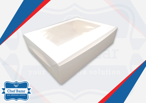 White Cardboard Box for Brownies/Desserts (Extra Large) 12 x 9 x 3 inches - chefbazarco
