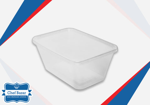 1000ML Plastic Container with Lid (Rectangle) - chefbazarco