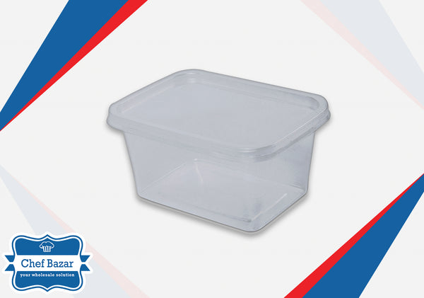 250ML Plastic Container with Lid (Rectangle) - chefbazarco