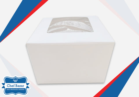 Heightened Card Board Cake Box with transparent window 10 x 10 x 7 inches - chefbazarco