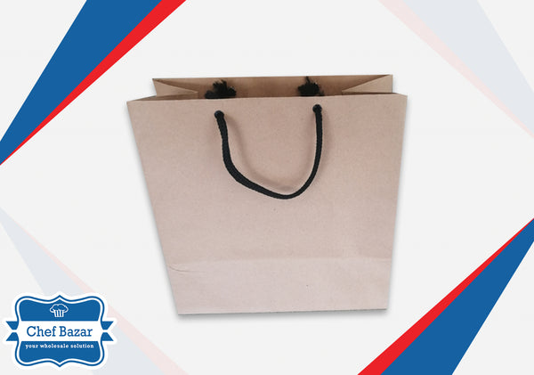 Food Delivery/Takeaway Kraft Paper Bag with String Handles 9 x 9 x 5 inches - chefbazarco