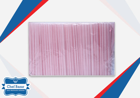 Thick Plastic Straws with Stripes (Falooda Straws Jumbo Pack) - chefbazarco