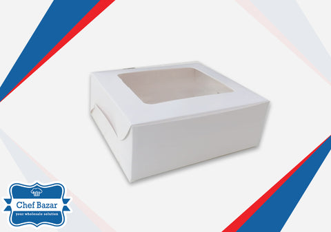 White Cardboard Box for Brownies/Desserts (Medium) 6 x 5 x 2.5 inches - chefbazarco