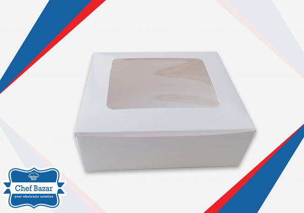 White Cardboard Box for Brownies/Desserts (Medium) 6 x 5 x 2.5 inches - chefbazarco