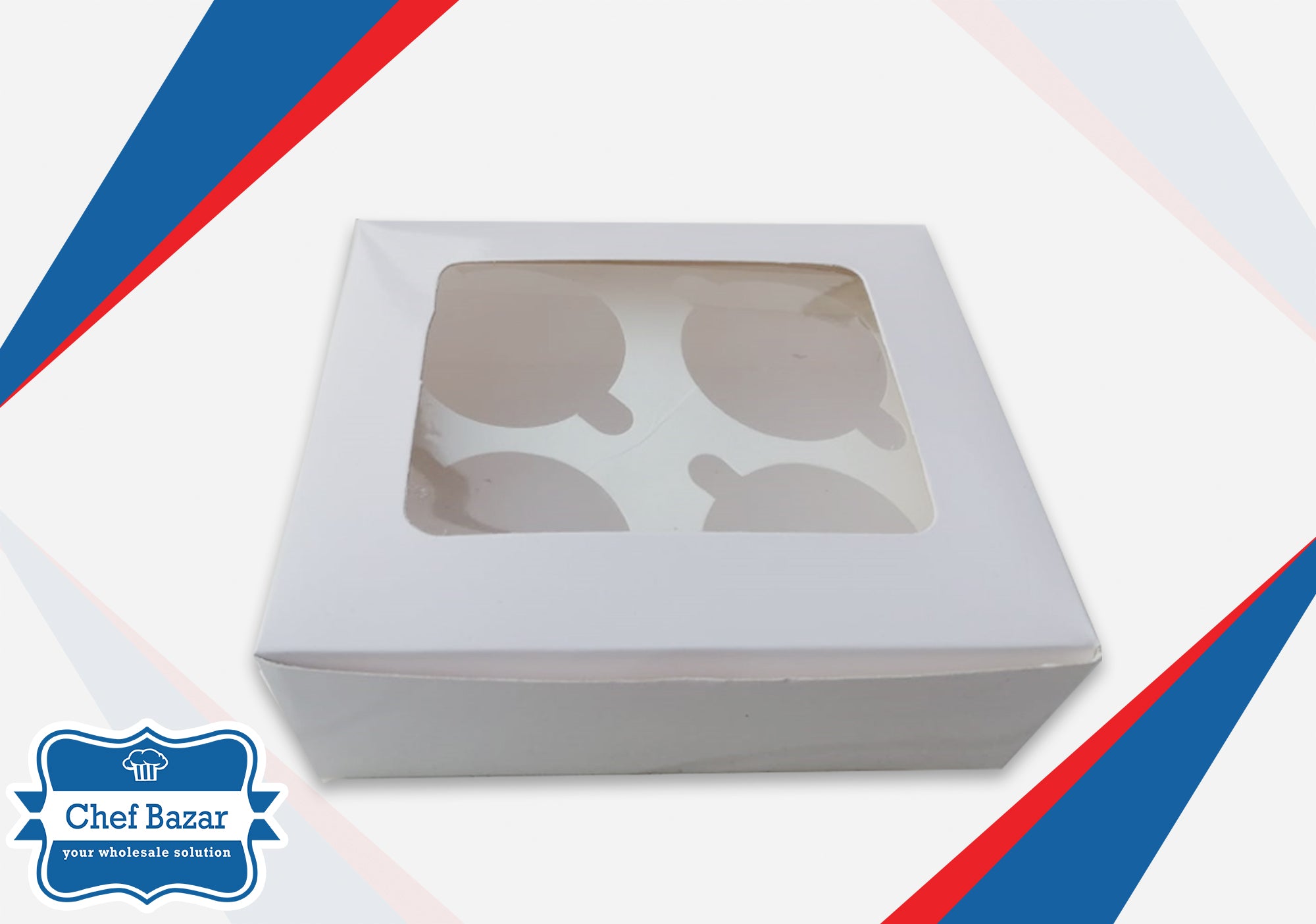 White Cardboard Box for Cupcakes 4 Cavity (6x5x2.5 inches) - chefbazarco
