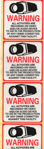4 in 1 CCTV Warning Sticker Sheet 13 x 3 inch - chefbazarco