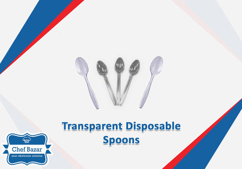 Pack of 200 Clear Plastic Table Spoons (economy)2 packets 100 pcs each - chefbazarco