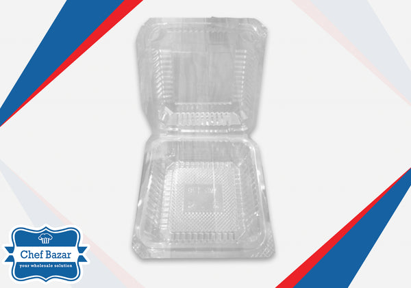 Clear Plastic Food/Dessert Box with Hinged Lid 8 x 8 x 4 inches - chefbazarco