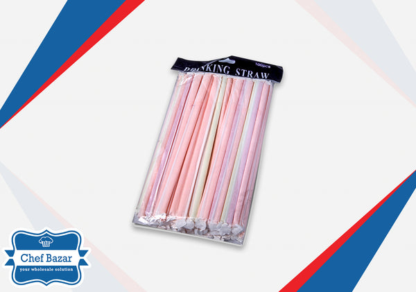 Pack of 100 Paper Wrapped Bendable Plastic Straws - chefbazarco